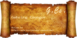 Gehring Csongor névjegykártya